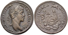 Seleucis and Pieria. Antioch. Elagabalus, 218-222. 4 Assaria (Bronze, 34 mm, 16.77 g, 12 h). ΑΥΤ KAI ΜΑΡ ΑΥΡΗΛI ΑΝΤΩΝΕΙΝΟC CEB Laureate, bust of Elaga...