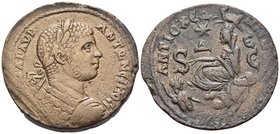 Seleucis and Pieria. Antioch. Elagabalus, 218-222. 4 Assaria (Bronze, 32.5 mm, 21.68 g, 12 h). ΑΥΤ K] ΜAP ΑΥP ΑΝΤΩΝΕΙΝΟC C Laureate and cuirassed bust...