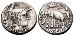 C. Caecilius Metellus Caprarius, 125 BC. Denarius (Silver, 16.5 mm, 3.91 g, 3 h). ROMA Head of Roma to right, wearing winged helmet, ornamented with g...