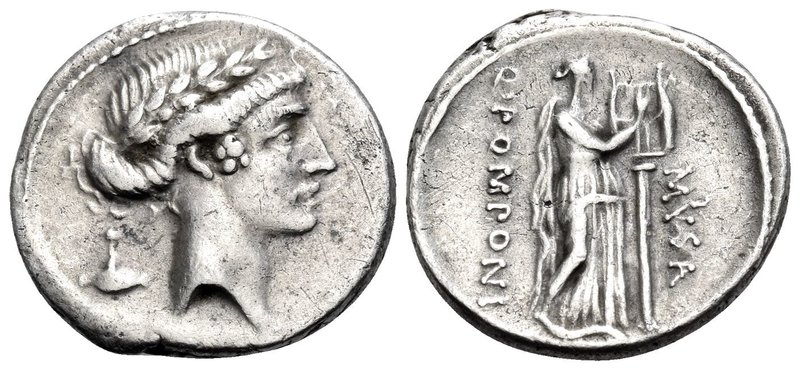 Q. Pomponius Musa, 66 BC. Denarius (Silver, 18 mm, 3.94 g, 6 h), Rome. Laureate ...