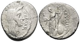 Julius Caesar, first half of March, 44 BC. Denarius (Silver, 17.5 mm, 3.43 g, 7 h), with P. Sepullius Macer, Rome. CAESAR [DICT PERPETVO] Wreathed and...