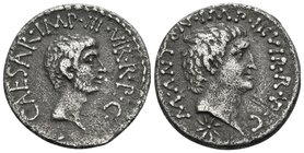 Mark Antony and Octavian, Late 40-early 39 BC. Denarius (Silver, 18.5 mm, 3.65 g, 5 h), Mint in Italy or Gaul. M ANTON IMP III VIR R P C Bare head of ...