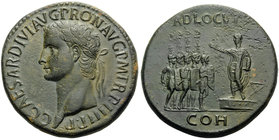 Gaius (Caligula), 37-41. Sestertius (Orichalcum, 35 mm, 27.67 g, 6 h), Rome, 40-41. C•CAESAR•DIVI•AVG•PRON•AVG• P•M•TR P•IIII P•P Laureate head of Gai...
