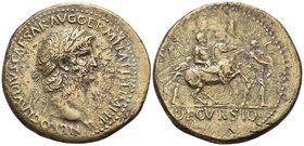 Nero, 54-68. Sestertius (Orichalcum, 35 mm, 23.88 g, 12 h), Rome, 63. NERO CLAVDIVS CAESAR AVG GERM P M TR P IMP P P Laureate head of Nero to right. R...