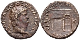 Nero, 54-68. As (Orichalcum, 27 mm, 12.35 g, 6 h), Rome, circa 65. NERO CAESAR AVG GERM IMP Laureate head of Nero to right. Rev. PACE P R VBIQ PAR[TA ...