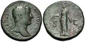 Hadrian, 117-138. Sestertius (Orichalcum, 31 mm, 28.05 g, 6 h), Rome, 134-138. HADRIANVS AVG COS III PP Laureate bust of Hadrian to right. Rev. S-C Di...