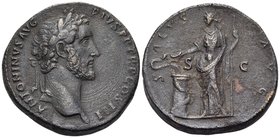 Antoninus Pius, 138-161. Sestertius (Orichalcum, 31 mm, 25.92 g, 11 h), Rome, 140-144. ANTONINVS AVG PIVS P P TR P COS III Laureate head of Antoninus ...