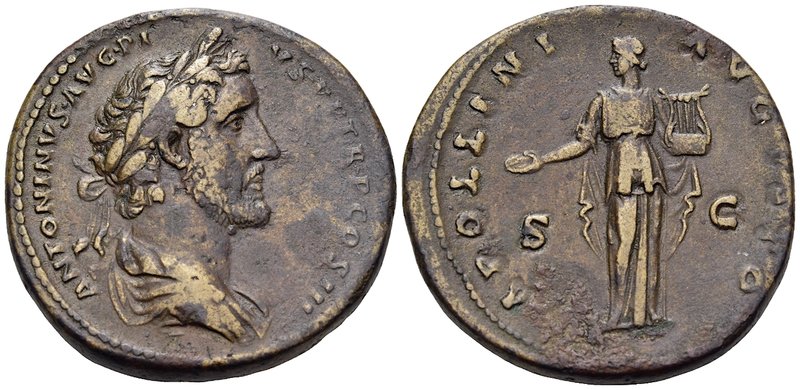 Antoninus Pius, 138-161. Sestertius (Orichalcum, 33 mm, 25.14 g, 1 h), Rome, 141...