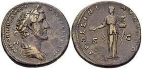 Antoninus Pius, 138-161. Sestertius (Orichalcum, 33 mm, 25.14 g, 1 h), Rome, 141-143. ANTONINVS AVG PIVS P P TR P COS III Laureate and draped bust of ...