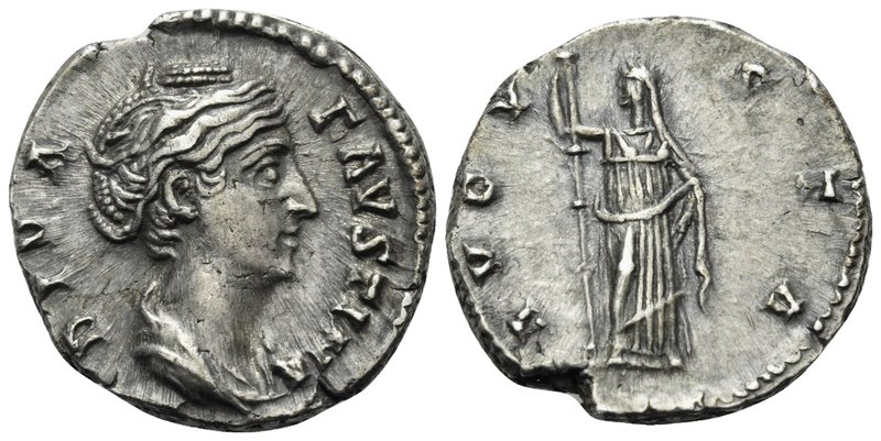 Diva Faustina Senior, died 140/1. Denarius (Silver, 18 mm, 3.75 g, 6 h), struck ...