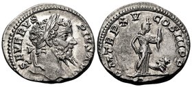 Septimius Severus, 193-211. Denarius (Silver, 18.5 mm, 3.59 g, 12 h), Rome, 207. SEVERVS PIVS AVG Laureate head of Severus to right. Rev. P M TR P XV ...