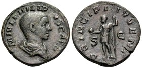 Philip II, as Caesar, 244-247. Sestertius (Orichalcum, 30 mm, 16.71 g, 12 h), Rome, 246. M IVL PHILIPPVS CAES Bare-headed and draped bust of Philip II...