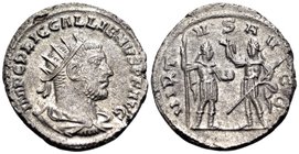 Gallienus, 253-268. Antoninianus (Silver, 22 mm, 4.59 g, 6 h), Samosata mint, 2nd emission, c. 256-260. IMP C P LIC GALLIENVS P F AVG Radiate, draped,...