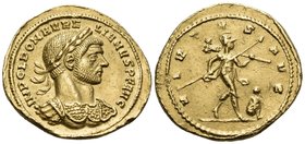 Aurelian, 270-275. Aureus (Gold, 21 mm, 4.23 g, 12 h), Mediolanum, 3rd emission, mid - end 272. IMP C L DOM AURELIANVS P F AVG Laureate and cuirassed ...