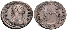 Aurelian, 270-275. Antoninianus (Billon, 22.5 mm, 4.65 g, 12 h), Siscia, 4th officina, autumn 274 - spring 275. IMP C AVRELIANVS AVG Radiate and cuira...
