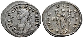 Probus, 276-282. Antoninianus (Billon, 23 mm, 3.42 g, 5 h), Ticinum, 280. IMP C PROBVS AVG Radiate bust of Probus to left, wearing imperial mantle and...