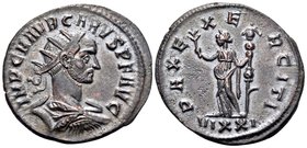 Carus, 282-283. Antoninianus (Billon, 23 mm, 3.61 g, 5 h), Ticinum, 6th officina, October 282. IMP C M AVR CARVS P F AVG Radiate, draped and cuirassed...