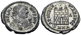 Licinius I, 308-324. Follis (Bronze, 20 mm, 2.86 g, 11 h), Heraclea, 1st officina, 317-318. Laureate and draped bust of Licinius to right, holding map...