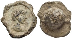 ROMAN. Seal with the head of an uncertain emperor, circa 270s. (Lead, 24 mm, 11.63 g). Laureate, draped and bearded male bust to right. The laureate p...
