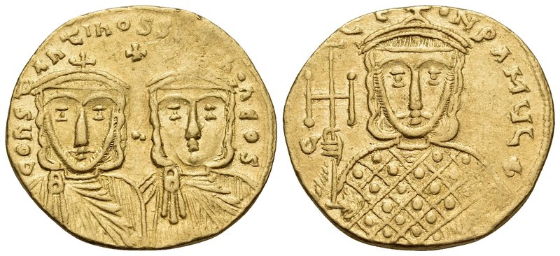 Constantine V Copronymus, with Leo IV, 741-775. Solidus (Gold, 20 mm, 4.45 g, 6 ...