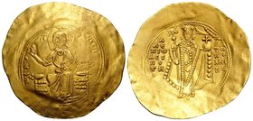 Alexius I Comnenus, 1081-1118. Hyperpyron (Gold, 31 mm, 4.37 g, 6 h), Reform coinage, Constantinople, 1092-1118. + KE RO-HΘEI / IC - XC Christ seated ...