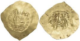 Alexius III Angelus-Comnenus, 1195-1203. Hyperpyron (Gold, 32 mm, 4.19 g, 6 h), Constantinople, 1197-1203. + KE BOHΘEI / IC - XC Christ Pantokrator st...