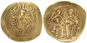 Michael VIII Palaeologus, 1261-1282. Hyperpyron (Gold, 27 mm, 4.21 g, 6 h), class II, Constantinople. MP ΘY Half-length facing figure of the Theotokos...