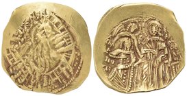 Michael VIII Palaeologus, 1261-1282. Hyperpyron (Gold, 25 mm, 4.15 g, 6 h), class II, subclass b, Constantinople. MP ΘY Half-length facing figure of t...