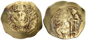 Andronicus II Palaeologus, 1282-1328. Hyperpyron (Gold, 26 mm, 3.92 g, 6 h), class I, Constantinople, 1282-1294. Bust of the Virgin orans within the c...