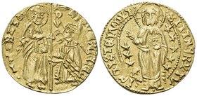 CRUSADERS. Chios. Maona Society, circa 1347-1385. Ducat (Gold, 21.5 mm, 3.53 g, 10 h), imitating a Venician ducat of Antonio Venier, uncertain mint in...