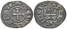 CRUSADERS. Principality of Achaea. Isabelle de Villehardouin, 1297-1301. Denier Tournois (Billon, 19 mm, 0.86 g, 6 h), Glarenza (modern Kyllini in Eli...