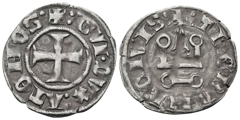 CRUSADERS. Duchy of Athens. Guy II de la Roche, 1287-1308. Denier Tournois (Bill...