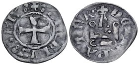 CRUSADERS. Great Wallachia. John II Angelus Comnenus, 1303-1318. (Billon, 18 mm, 0.79 g, 6 h), Denier Tournois, Hypate (or Nea Patra), near modern Lam...