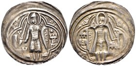 GERMANY. Magdeburg, Archbishopric. Wichmann von Seeburg, 1152-1192. Brakteat (Silver, 27.5 mm, 0.96 g, 12 h). SCS MAV St. Maurice, nimbate and in armo...