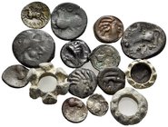 CELTIC. Fractions. Circa 2nd -1st century BC. (72.00 g). A lot containing sixteen (16) silver, potin and bronze coins from Gaul and the Eastern Celts....