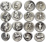 CENTRAL AND SOUTHERN GREECE. Circa 5th-4th century BC. (Silver, 22.34 g). A lovely and clear lot of eight (8) fine hemidrachms, representing examples ...