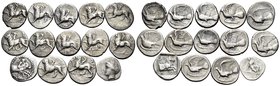 THESSALY & PELOPONNESOS. Circa 5th - 3rd centuries BC. (Silver, 36.87 g). A fine lot of fourteen (14) Silver Coins: including 12 hemidrachms of Sikyon...