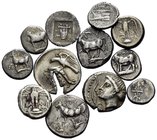 GREEK. Circa 5th -3rd century BC. (Silver, 44.00 g). A lot of thirteen (13) silver coins, mostly of the 4th century BC. Including: Byzantium (7), Sino...