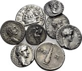 CAPPADOCIA. Caesaraea-Eusebia. 1st to 3rd Century AD. (Silver, 26.00 g). Lot of eight (8) silver coins including two (2) of Tiberius. An attractive gr...