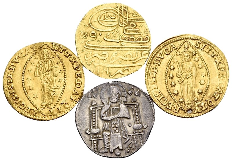 WORLD. Venice and Ottoman. (13.00 g). A small lot of four (4) Gold and Silver co...