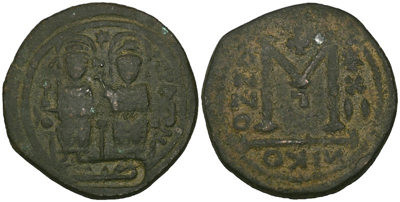 Arab-Byzantine, temp. ‘Abd al-Malik b. Marwan (65-86h), fals, Justin and Sophia ...
