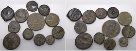 Judaea, bronze coins of Matthias Antigonus (Hendin 1162, 1163 (3)), Herod I (2, H. 1170), Agrippa II (H. 1276, 1288, 1315), Pontius Pilate (H. 1341), ...