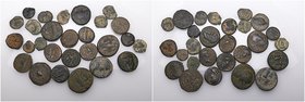 Judaea, bronze coins of Matthias Antigonus (Hendin 1163), Herod I, 8 prutot (Hendin 1169), this about very fine, Agrippa II (2, H. 1290), two similar ...