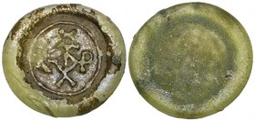 Byzantine, semissis weight, in green glass, cruciform monogram with NE – P to left and right, good very fine

Estimate: GBP 150 - 200