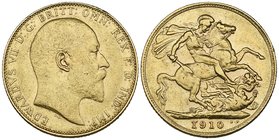 Edward VII, sovereign, 1910 c, scuffed and well-circulated, about very fine, scarce

Estimate: GBP 250 - 300