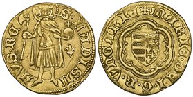 Hungary, Maria I (1382-87), goldgulden, Kassa, single lis in field to right, 3.46g (Lengyel 16/3), with a tiny file-mark on edge, good very fine and r...