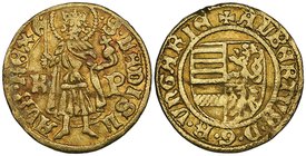 Hungary, Albrecht (1437-39), goldgulden, Nagybánya, 3.51g (Lengyel 21/2), a couple of rim nicks on obverse, about very fine and toned

Estimate: GBP...