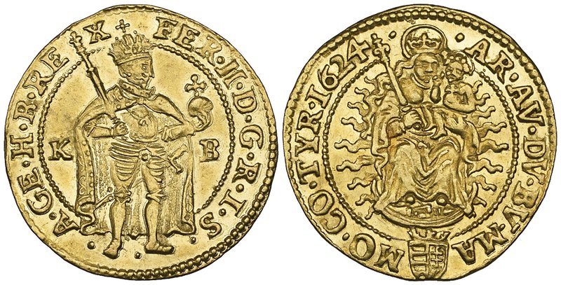 Hungary, Ferdinand II (1619-37), ducat, Kremnitz, 1624, 3.41g (F. 98), virtually...