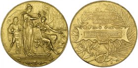 Gold Medal: Hungary, Franz Josef, Royal Ministry of Education, gold award medal, founded 1886, Kremnitz mint; obv., Hungaria presenting laurel wreath,...