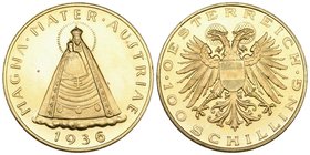 Austria, Republic, 100 schilling, 1936, very light hairlines, prooflike mint state, in PCGS holder graded PL65. Purchased from Siggi Werkner, 1972.
...